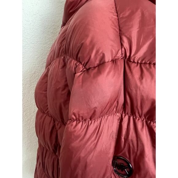 Michael Kors Puffer Jacket Hoodie Down Fill Burgundy FLAW - Picture 16 of 16